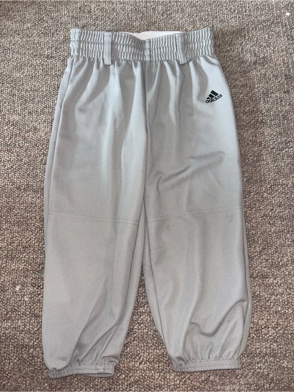 adidas Kids Light Gray Athletic Joggers with Elastic Waist